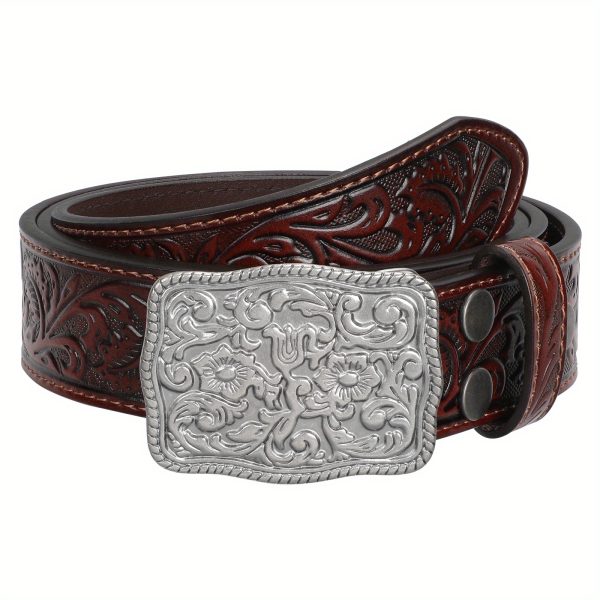 whippy 1pc popular men's western engraved belt, fashionable cowboy countryside belts for jeans .music festival wear