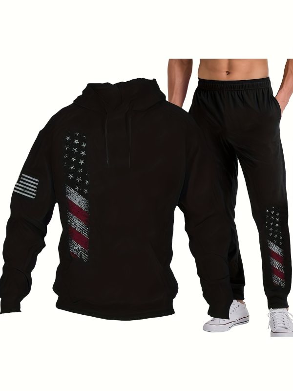 vintage american flag men's tracksuit 2pcs hoodie athletic sweatsuits casual jogging suit sets usa flag hoodies tracksuit sweatsuit sweatshirt and sweatpant for men women 2pcs sets pullover sweater