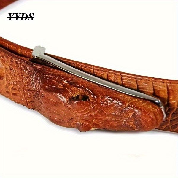 2025 new model, men's crocodile pattern design belt, crocodile leather embossed belt, double layer cowhide belt, personality, novelty belt, fun belt, father's day gift.