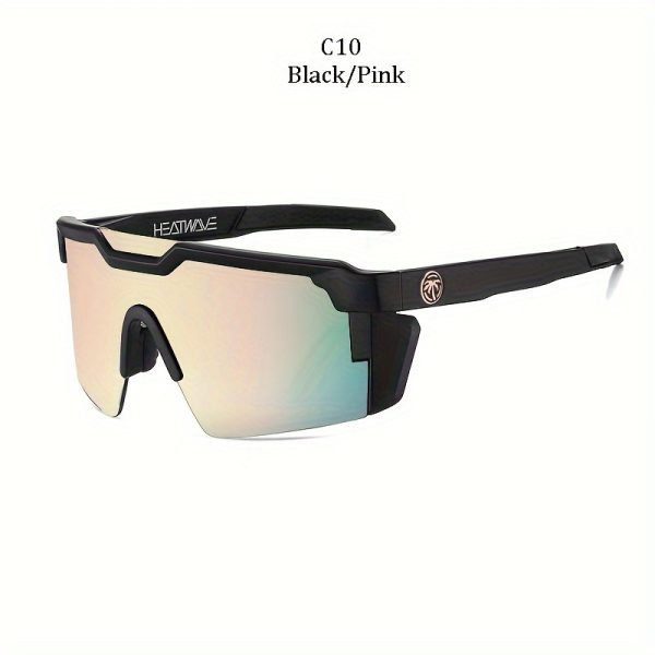 unisex luxury blue mirror glasses high quality protection, anti blue light, retro sporty design with pink accents, durable pc frame for men & women, casual & outdoor use, stylish eyewear, modern eyewear, lightweight eyewear