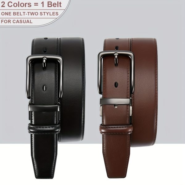 men's leather ratchet belt and pin buckle belt 3pcs, business casual fashionable belt, suitable for matching with jeans, casual pants or suit pants, it can be used as gift, for relatives and friends, adjustable length pin buckle beltt