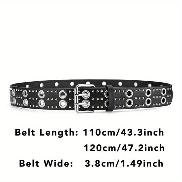 vonmelli 1pc street men belt, punk style faux leather belt with alloy buckle rivet studded punk eye design