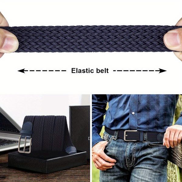 4pcs men's elastic stretch belts adjustable casual belts with metal buckle, comfortable & versatile for daily wear, sports & leisure available in black, gray, blue, white, casual wear belts | sleek belt design | durable metal buckle, belts for men