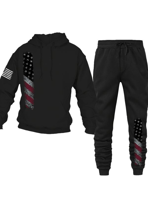 vintage american flag men's tracksuit 2pcs hoodie athletic sweatsuits casual jogging suit sets usa flag hoodies tracksuit sweatsuit sweatshirt and sweatpant for men women 2pcs sets pullover sweater
