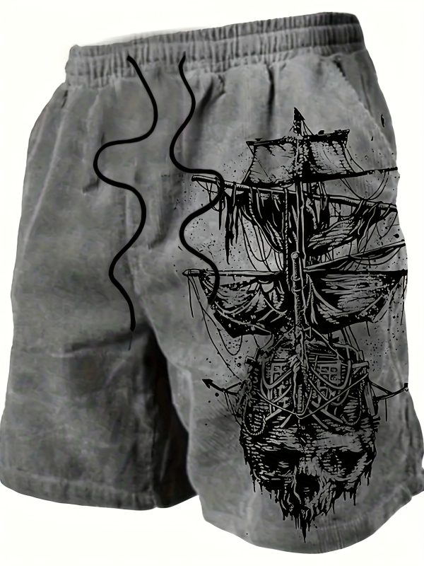 2 pack, men's casual beach shorts with 3d compass and nautical chart print stretch, comfortable and breathable, drawstring waist, perfect for summer outings, beaches and festivals