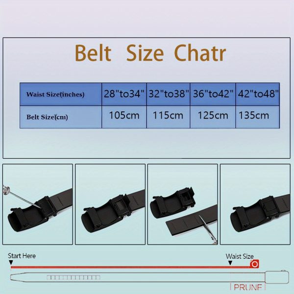 3pcs men's genuine leather belts with automatic buckle adjustable length, comfort fit, 3 styles (black, brown, white) for business casual & daily wear