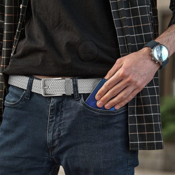4pcs men's elastic stretch belts adjustable casual belts with metal buckle, comfortable & versatile for daily wear, sports & leisure available in black, gray, blue, white, casual wear belts | sleek belt design | durable metal buckle, belts for men