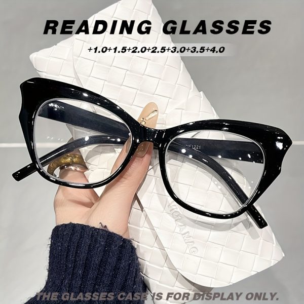1 pair minimalist butterfly cat eye reading glasses, anti blue light hd presbyopic eyewear, ac lens, pc frame, full rim, for men and women