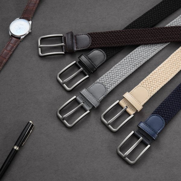 4pcs men's elastic stretch belts adjustable casual belts with metal buckle, comfortable & versatile for daily wear, sports & leisure available in black, gray, blue, white, casual wear belts | sleek belt design | durable metal buckle, belts for men