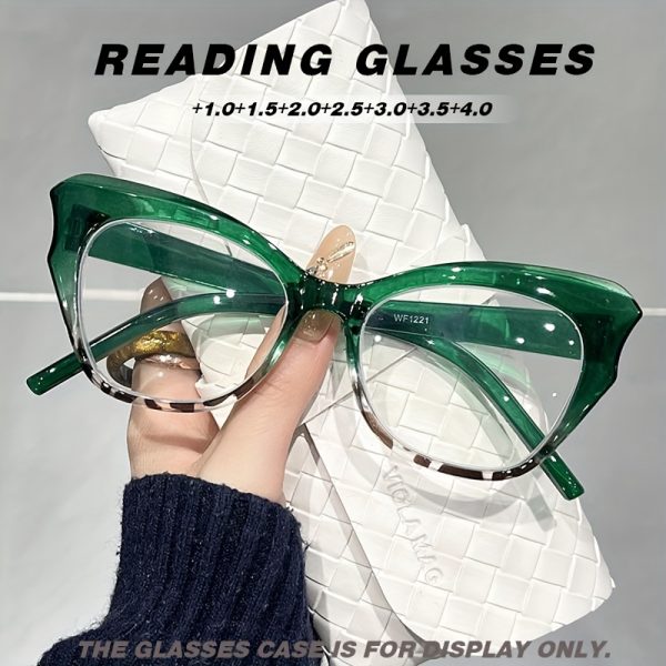 1 pair minimalist butterfly cat eye reading glasses, anti blue light hd presbyopic eyewear, ac lens, pc frame, full rim, for men and women