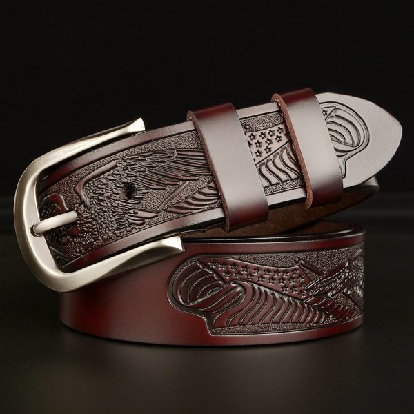 1pc men's vintage western belt fish & star pattern in brownu002fblack heavy duty leather belt for jeans western cowboy gift for dad, husband, boyfriend classic old west style accessory, rustic charm, sturdy buckle