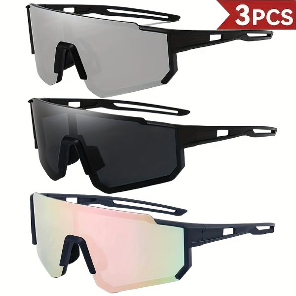3pcs large frame fashion glasses, suitable for men and women party, shooting props, perfect accessories windproof and durable ac lenses, pc frames for men women