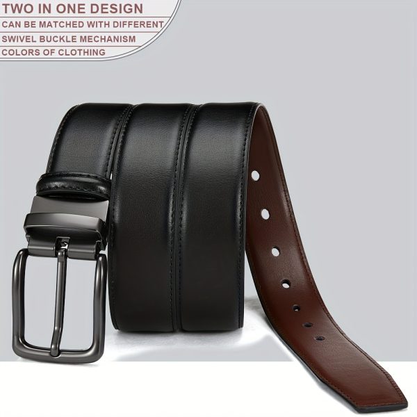 men's leather ratchet belt and pin buckle belt 3pcs, business casual fashionable belt, suitable for matching with jeans, casual pants or suit pants, it can be used as gift, for relatives and friends, adjustable length pin buckle beltt