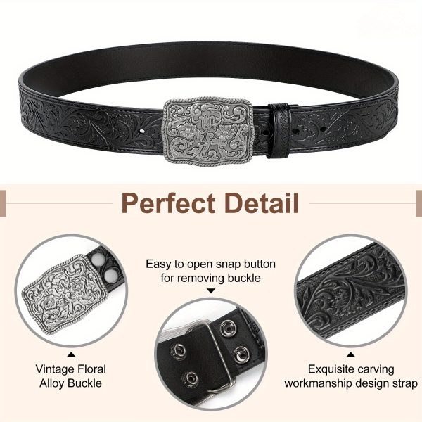 whippy 1pc popular men's western engraved belt, fashionable cowboy countryside belts for jeans .music festival wear