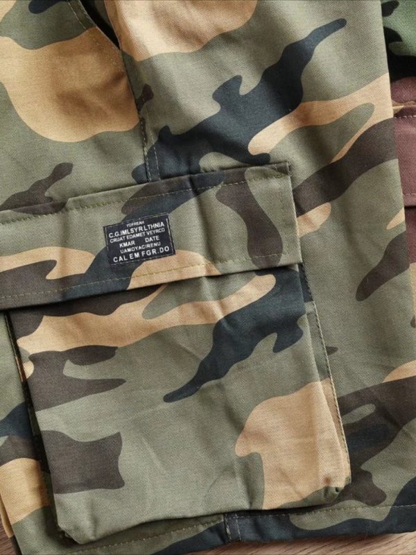 summer camouflage work shorts for men, 2025 new american retro streetwear brand, heavy multi pocket casual straight pants