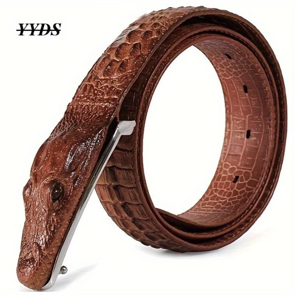 2025 new model, men's crocodile pattern design belt, crocodile leather embossed belt, double layer cowhide belt, personality, novelty belt, fun belt, father's day gift.