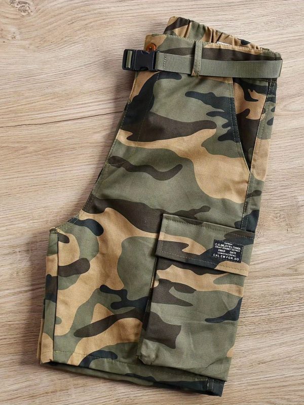 summer camouflage work shorts for men, 2025 new american retro streetwear brand, heavy multi pocket casual straight pants