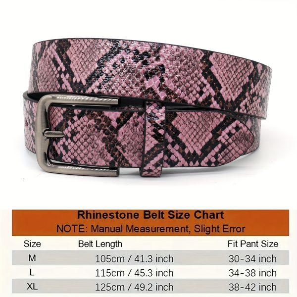 men's fashionable pink faux leather belt embossed snake pattern with symmetrical alloy buckle, durable & stylish accessory for casual or formal wear, multi functional gift for men, outfit complement, trendy design, highquality material, fashion lovers