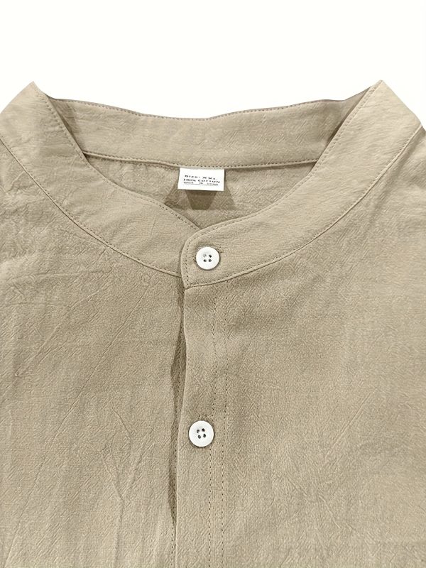 spring and autumn men's long sleeved stand up collar breathable casual pocket shirt fashionable sporty drawstring long pants set