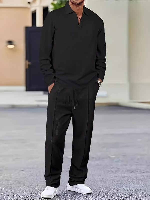 casual men's set fashion edition autumnu002fwinter, with v neck pocket solid color, best men's clothing style