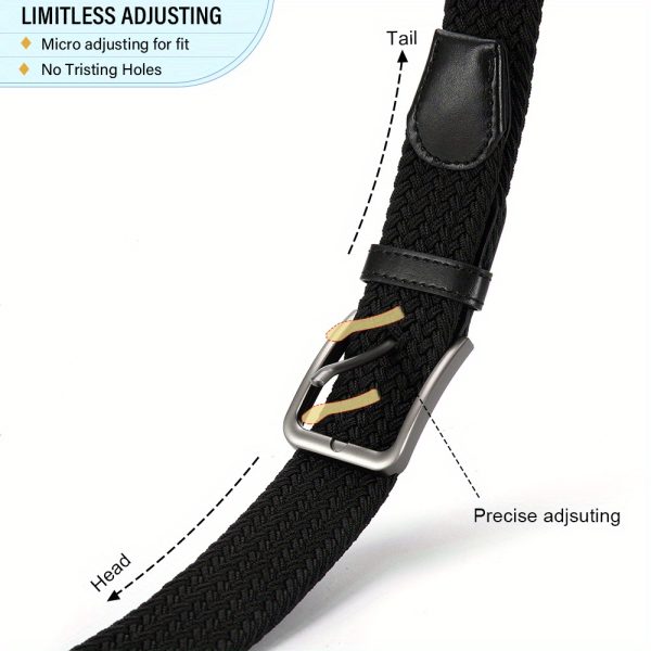 4pcs men's elastic stretch belts adjustable casual belts with metal buckle, comfortable & versatile for daily wear, sports & leisure available in black, gray, blue, white, casual wear belts | sleek belt design | durable metal buckle, belts for men