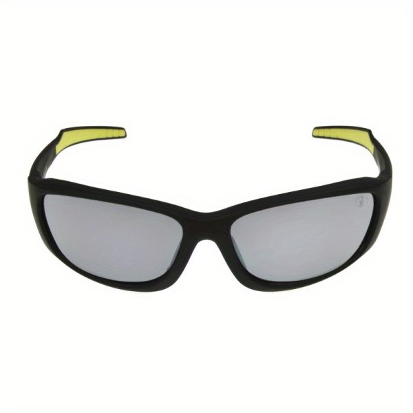 men's wrap sport sunglasses black frame with yellow accents, high quality protection, anti glare lenses, lightweight & stylish for outdoor activities, casual wear, and professional settings, outdoor eyewear, sleek eyewear, durable eyewear