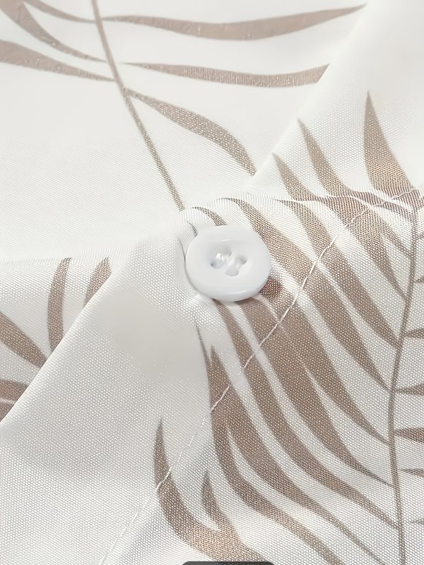 2025 men's short sleeved button shirt and drawstring shorts set with pattern prints loose fit, casual and breathable, polyester fabric, the perfect summer choice.