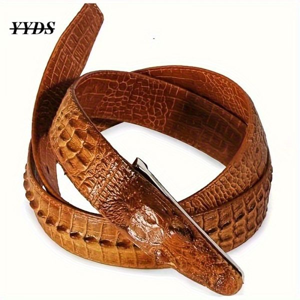 2025 new model, men's crocodile pattern design belt, crocodile leather embossed belt, double layer cowhide belt, personality, novelty belt, fun belt, father's day gift.