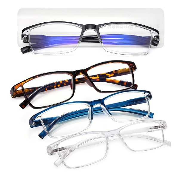 luff men's 4 pack reading glasses anti blue light, portable & ultra light computer readers for men and women, digital eye strain, modern frames, highquality lenses, vision care, office workers