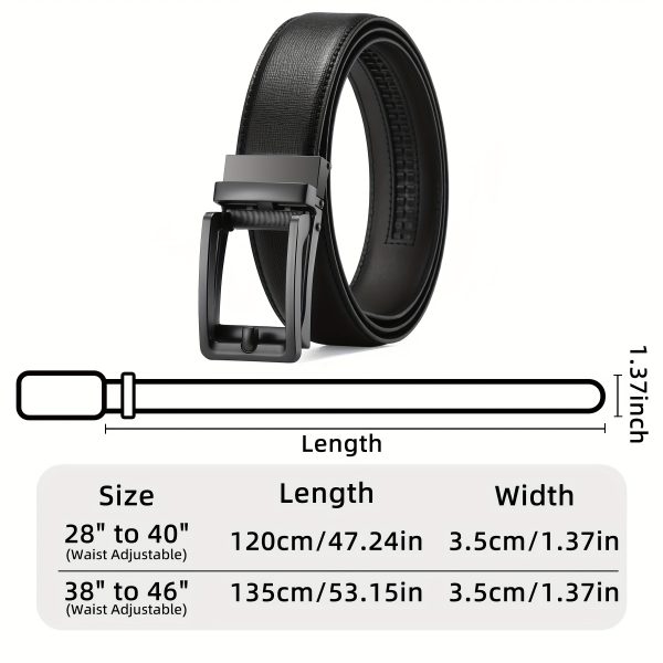2pcs men's leather belt, slide belt with premium leather, ratchet dress belt with automatic click buckle