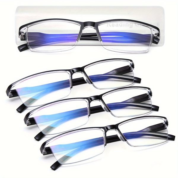 luff men's 4 pack reading glasses anti blue light, portable & ultra light computer readers for men and women, digital eye strain, modern frames, highquality lenses, vision care, office workers
