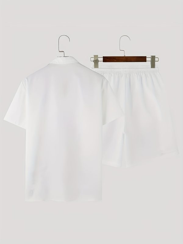 men's stylish floral print short sleeve shirt and drawstring shorts two piece outfit