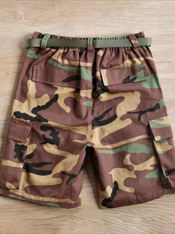 summer camouflage work shorts for men, 2025 new american retro streetwear brand, heavy multi pocket casual straight pants