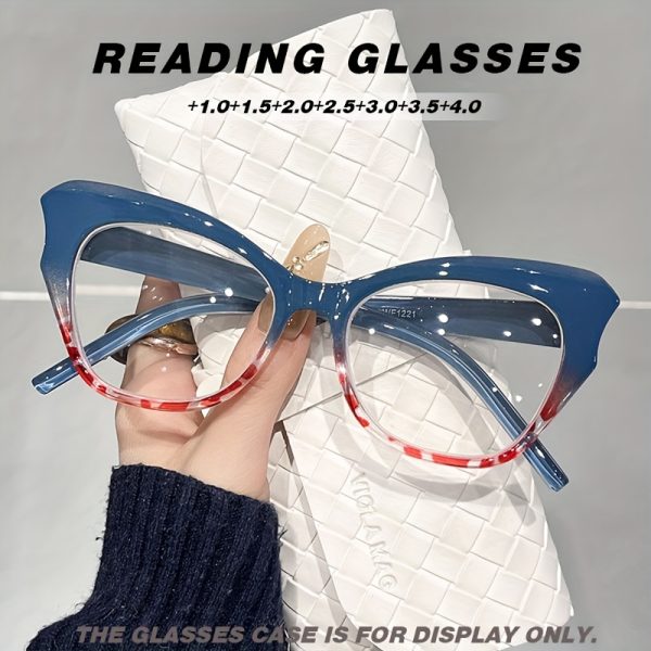 1 pair minimalist butterfly cat eye reading glasses, anti blue light hd presbyopic eyewear, ac lens, pc frame, full rim, for men and women