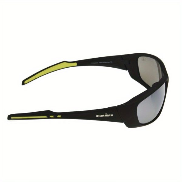 men's wrap sport sunglasses black frame with yellow accents, high quality protection, anti glare lenses, lightweight & stylish for outdoor activities, casual wear, and professional settings, outdoor eyewear, sleek eyewear, durable eyewear