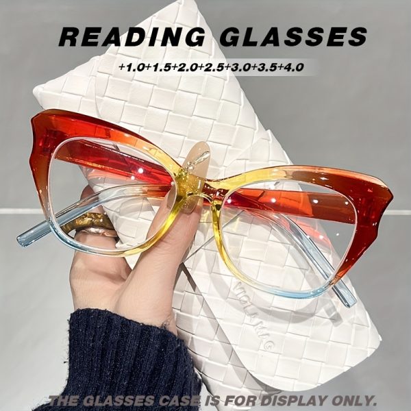 1 pair minimalist butterfly cat eye reading glasses, anti blue light hd presbyopic eyewear, ac lens, pc frame, full rim, for men and women