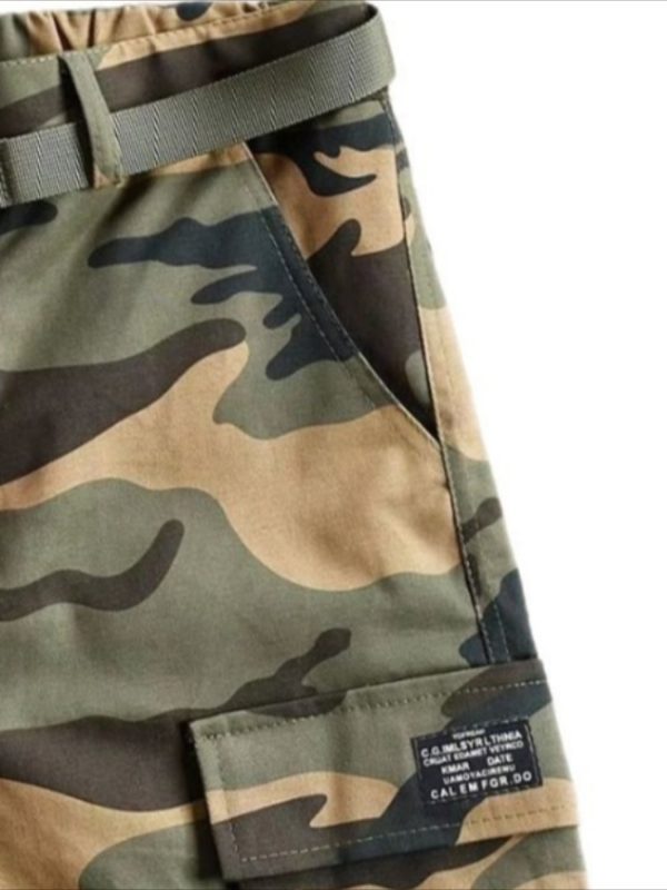 summer camouflage work shorts for men, 2025 new american retro streetwear brand, heavy multi pocket casual straight pants