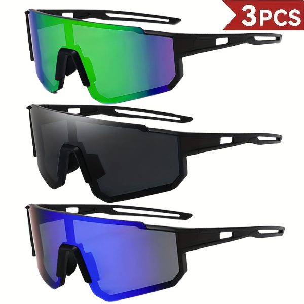 3pcs large frame fashion glasses, suitable for men and women party, shooting props, perfect accessories windproof and durable ac lenses, pc frames for men women