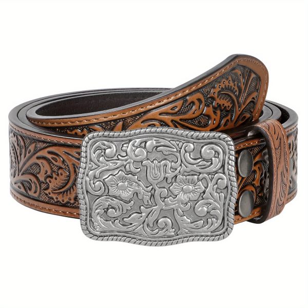 whippy 1pc popular men's western engraved belt, fashionable cowboy countryside belts for jeans .music festival wear