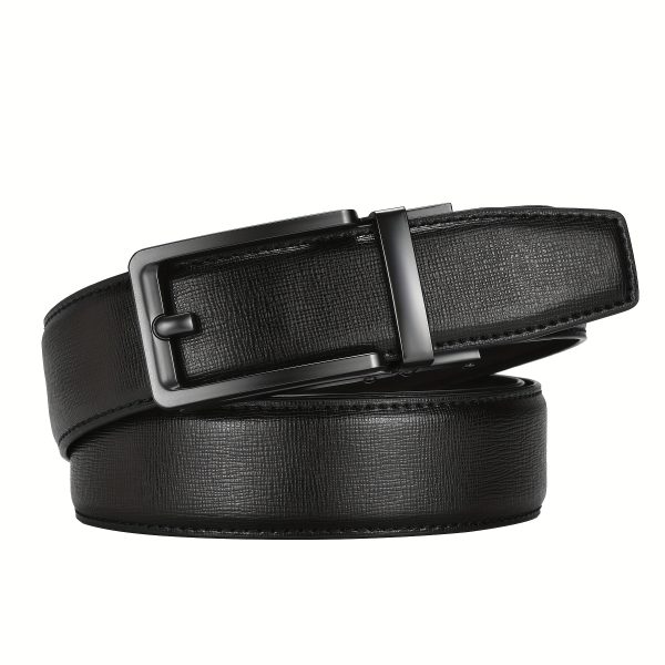 2pcs men's leather belt, slide belt with premium leather, ratchet dress belt with automatic click buckle