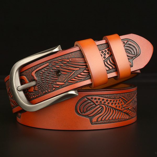 1pc men's vintage western belt fish & star pattern in brownu002fblack heavy duty leather belt for jeans western cowboy gift for dad, husband, boyfriend classic old west style accessory, rustic charm, sturdy buckle