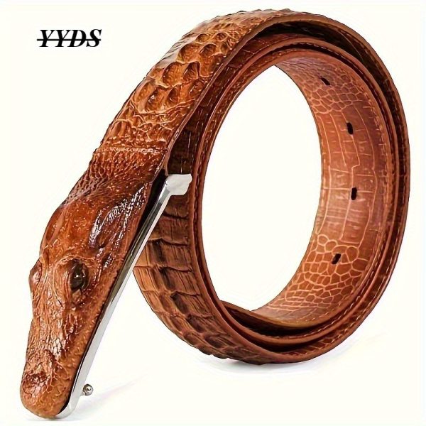 2025 new model, men's crocodile pattern design belt, crocodile leather embossed belt, double layer cowhide belt, personality, novelty belt, fun belt, father's day gift.