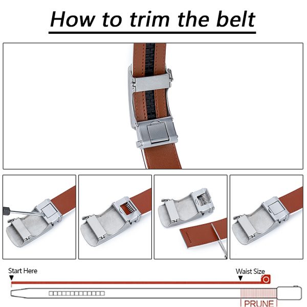2pcs men's genuine genuine leather ratchet belt, 1.75inch adjustable dress waistband, cut to size design, business style, automatic buckle, for valentine's day, father's day