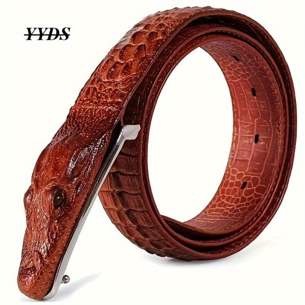 2025 new model, men's crocodile pattern design belt, crocodile leather embossed belt, double layer cowhide belt, personality, novelty belt, fun belt, father's day gift.