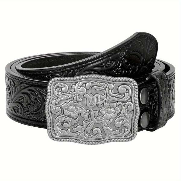 whippy 1pc popular men's western engraved belt, fashionable cowboy countryside belts for jeans .music festival wear