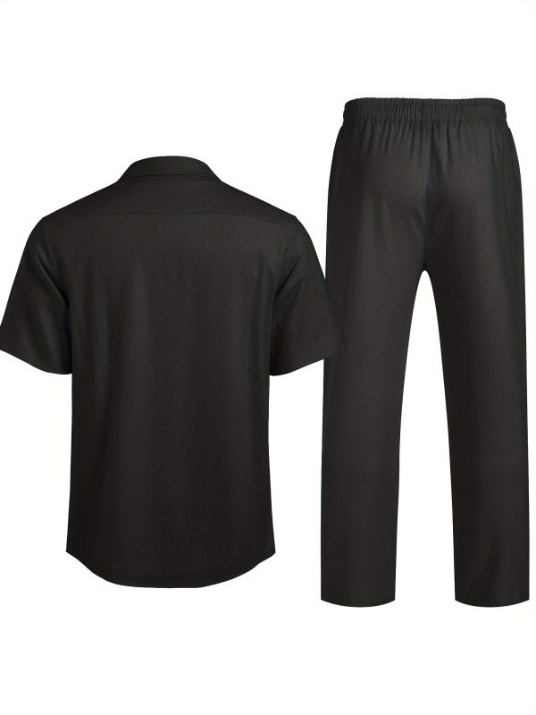 men's two piece suits, breathable short sleeved shirts and trousers, casual holiday beachwear
