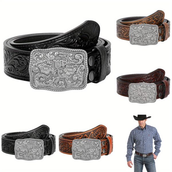 whippy 1pc popular men's western engraved belt, fashionable cowboy countryside belts for jeans .music festival wear