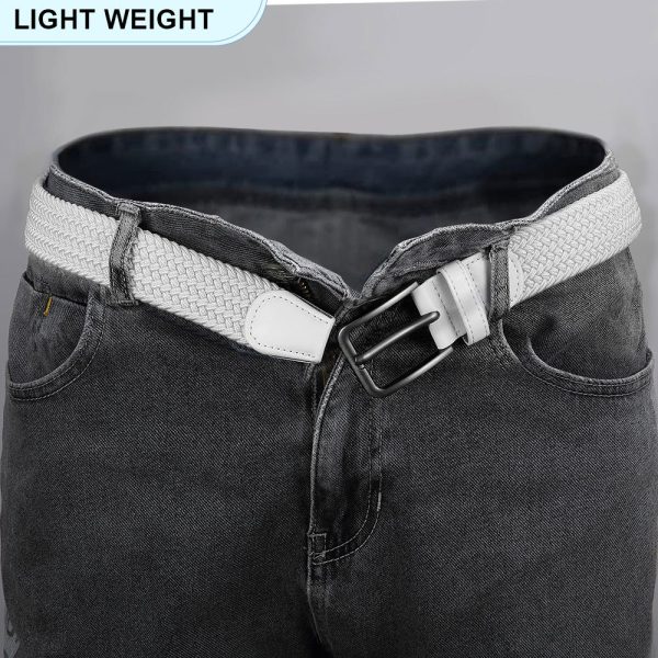 4pcs men's elastic stretch belts adjustable casual belts with metal buckle, comfortable & versatile for daily wear, sports & leisure available in black, gray, blue, white, casual wear belts | sleek belt design | durable metal buckle, belts for men