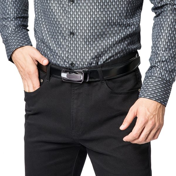 men's leather ratchet belt and pin buckle belt 3pcs, business casual fashionable belt, suitable for matching with jeans, casual pants or suit pants, it can be used as gift, for relatives and friends, adjustable length pin buckle beltt