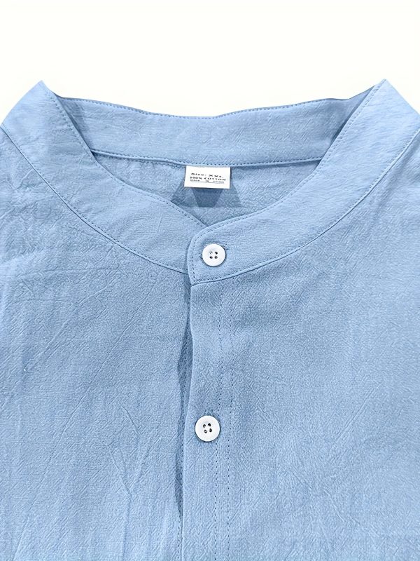 spring and autumn men's long sleeved stand up collar breathable casual pocket shirt fashionable sporty drawstring long pants set